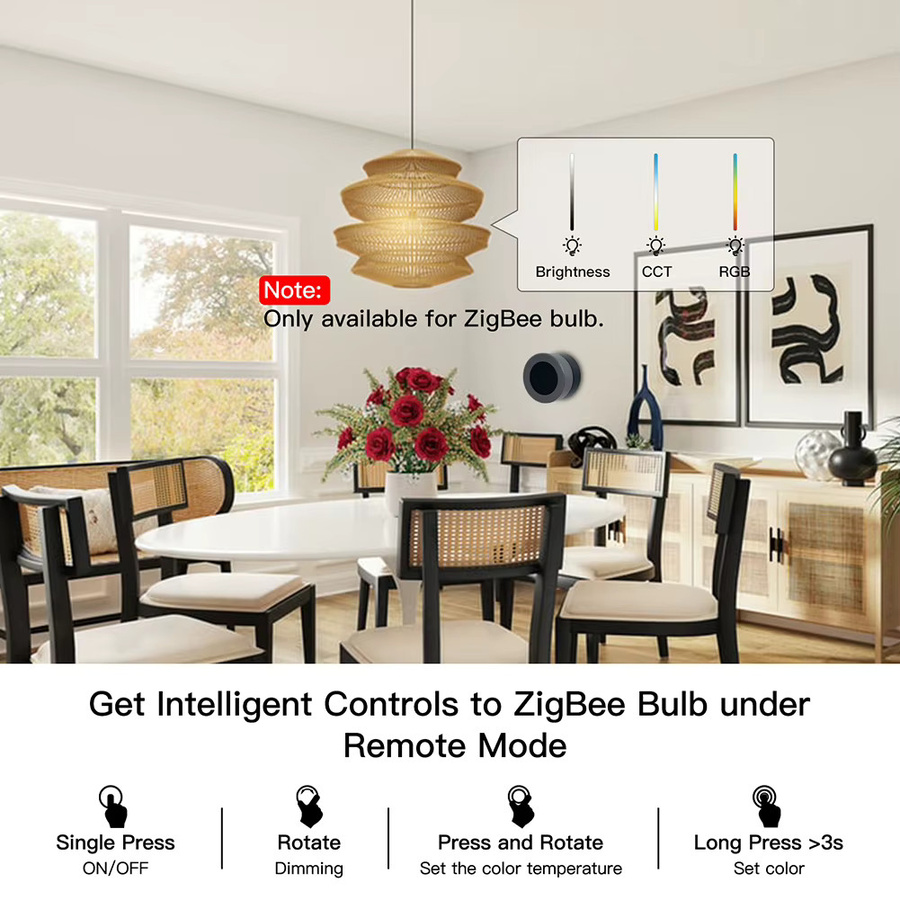 MOES Tuya ZigBee Smart Knob Switch – Batteriebetriebener kabelloser Szenen-Button Controller zur Automatisierung via Smart Life App - Bild 4