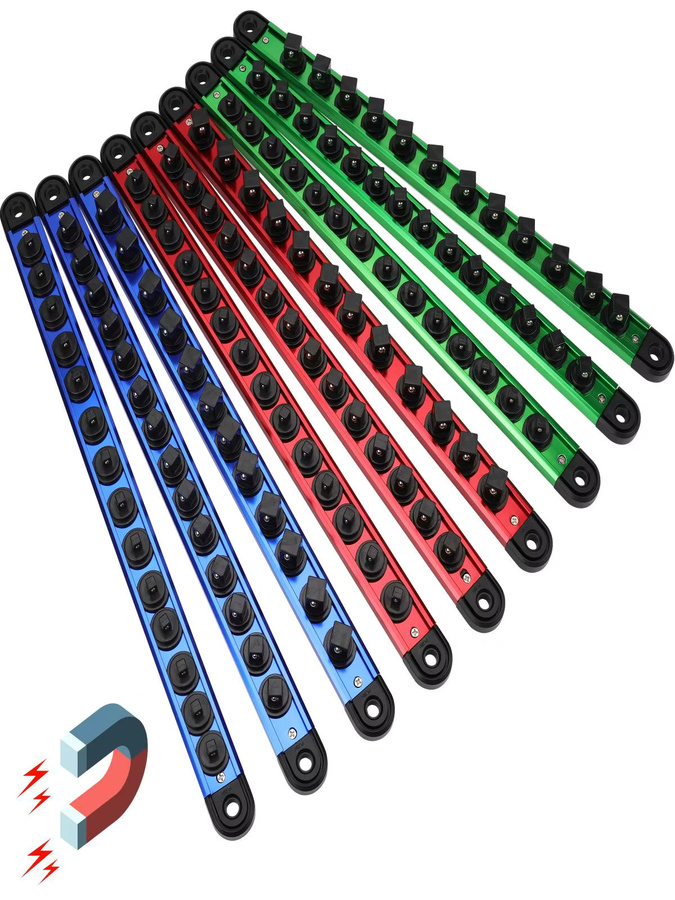 SEDY 9-teiliges magnetisches Steckschlüsselhalter-Organizer-Set für Werkzeugkasten und Schubladen, abnehmbare Steckschlüssel-Tabletts für 1/4, 3/8 und 1/2 Zoll - Bild 6
