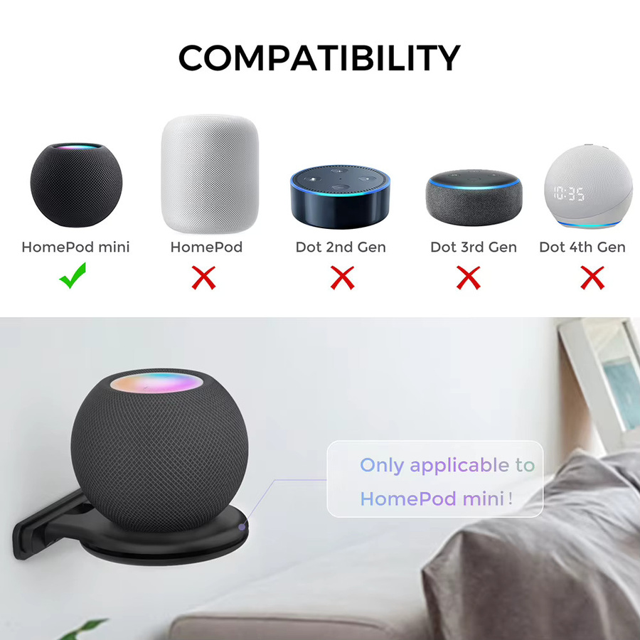 ALLOET Mini Smart Speaker Wandhalterung mit Kabelmanagement für HomePod Mini in Schwarz oder Weiß - Bild 3