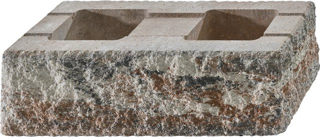 Kann Bruchsteinmauer Endelement Jura-Nuanciert in Mehrfarb Beton B: 50 cm, T: 25 cm, H: 15 cm - Bild 1