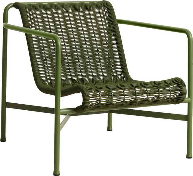 HAY Palissade Cord Lounge Chair Low in Grün mit Stahlrahmen und recycelter Polyesterschnur - Bild 1
