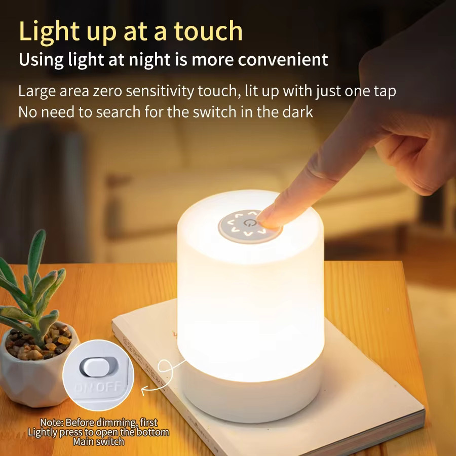 VooVoo LED Tischlampe in Weiß mit Fernbedienung und Touch-Funktion, dimmbar und USB wiederaufladbar als Nachttischlampe oder Leselicht - Bild 3