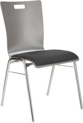 Schäfer Shop Select Stapelstuhl Grau mit Stoffpolster aus Holz und Stahl, B: 43,0 cm, T: 41,0 cm, H: 45,0 cm - Bild 1