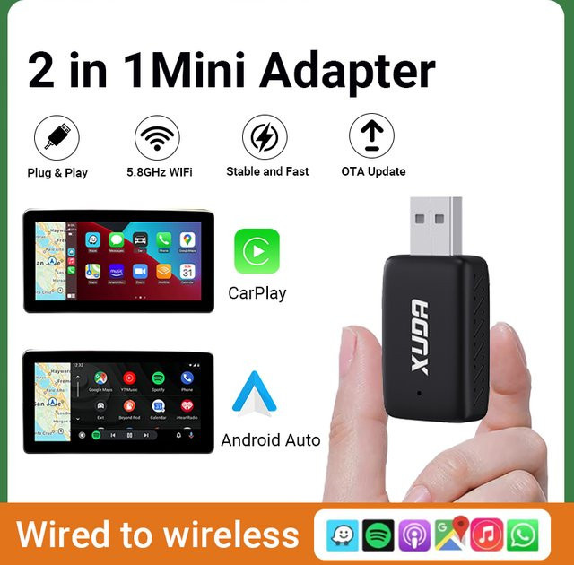 XUDA 2-in-1 Smart Mini Box Kabellose CarPlay und Android Auto Verbindung mit Wi-Fi und Bluetooth in Schwarz - Bild 1