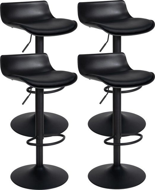 4er Set Barhocker DELUKE GEDAN in Schwarz aus Kunstleder, höhenverstellbare Barstühle mit Lehne und 360 Grad Drehbarkeit, B/T/H: 43 x 44 x 69 cm - Bild 1