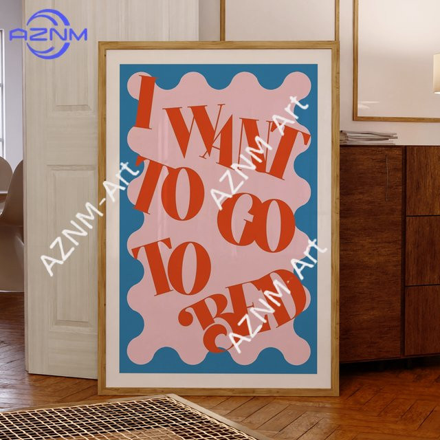 KAYOU Wandkunstdruck I Want To Go To Bed Leinwandgemälde in Multicolour im Retro-Stil als abstraktes Poster für dein Wohnzimmer oder Schlafzimmer - Bild 1