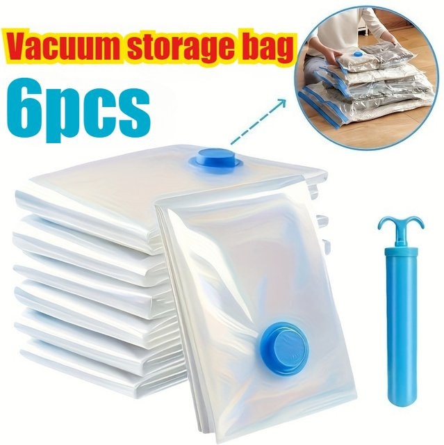 YOCITY Vakuum-Kompressionsbeutel aus transparentem Kunststoff für Kleidung, 6 Stück, B/T/H: 60,0 x 40,0 x 6,0 cm - Bild 1