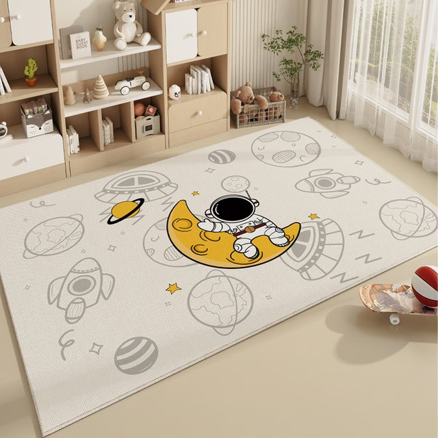 Vikama Kristall Flor Teppich mit Raumfahrer-Motiv für Kinderzimmer, Wohnzimmer und Schlafzimmer, waschbar und schmutzabweisend, Multicolour - Bild 1