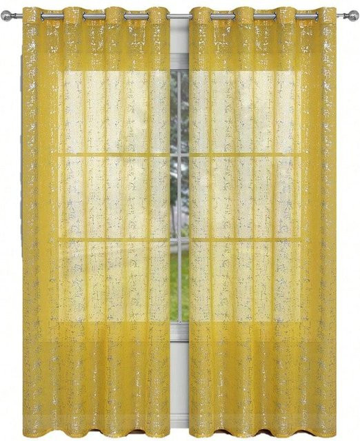 Yiran Furniture halbverdunkelndes Fenstergitter mit silbernem Kreuzmuster und Ösen, Breite: 100 cm, Höhe: 130 cm - Bild 1