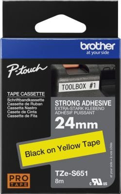 Brother Schriftbandkassette TZe-S651 für Beschriftungsgeräte, Farbe: Gelb, Schriftfarbe: Schwarz, Breite: 24 mm, Länge: 8 m - Bild 3