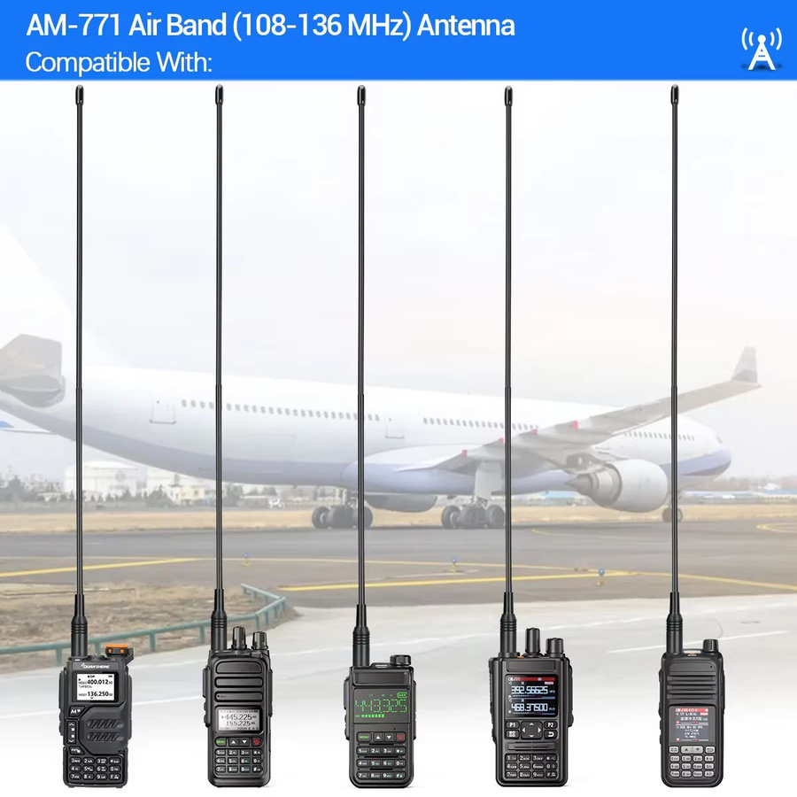 ABBREE AM-771 Air Band SMA-Buchse Antenne 108–136 MHz in Schwarz für Quansheng UV K5 K6 und Baofeng UV 5RH 21 PRO V2 UV-98 Walkie Talkie - Bild 5