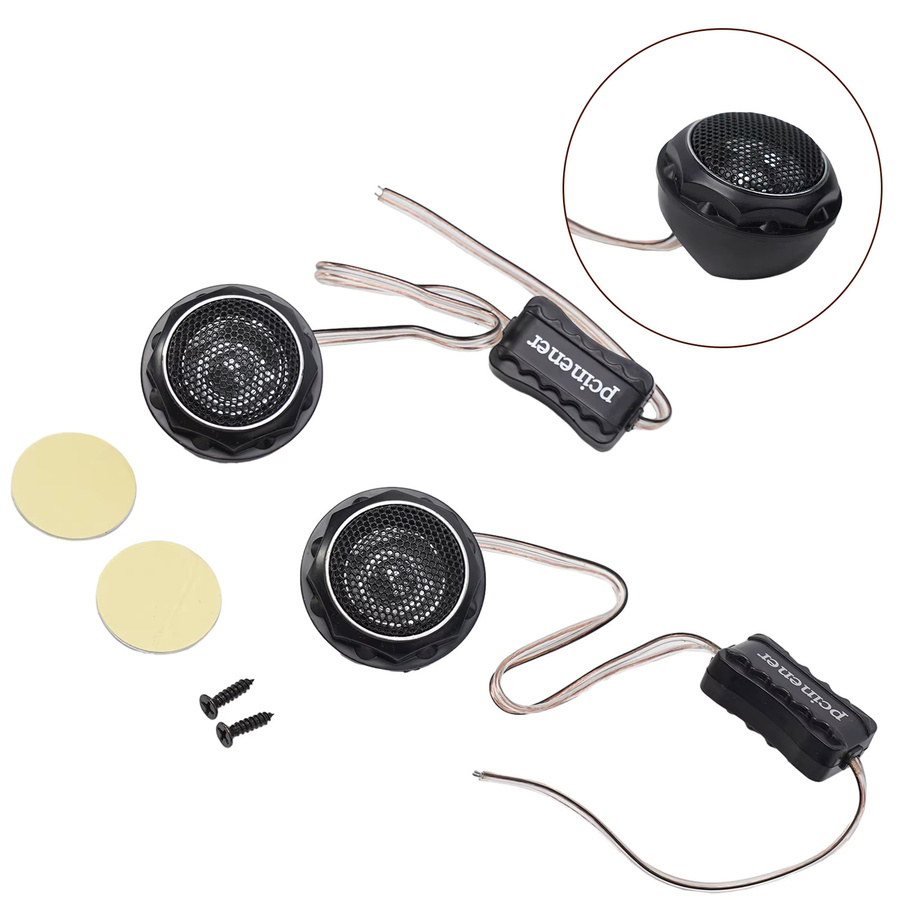 T280 Auto High Fidelity Stereo Lautsprecher Set, 2 Stück Dome Hochtöner in Schwarz, 12V 140W mit Hochfrequenz Kondensator - Bild 2