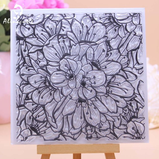 Alinacutle Transparenter Aluminium Stempel mit Blumenmotiv für Scrapbooking und DIY Bastelarbeiten - Bild 1