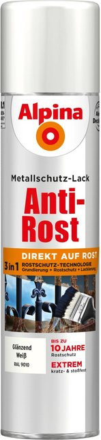 Alpina Metallschutz-Lack Anti-Rost Spray Weiß glänzend 400 ml - Bild 1