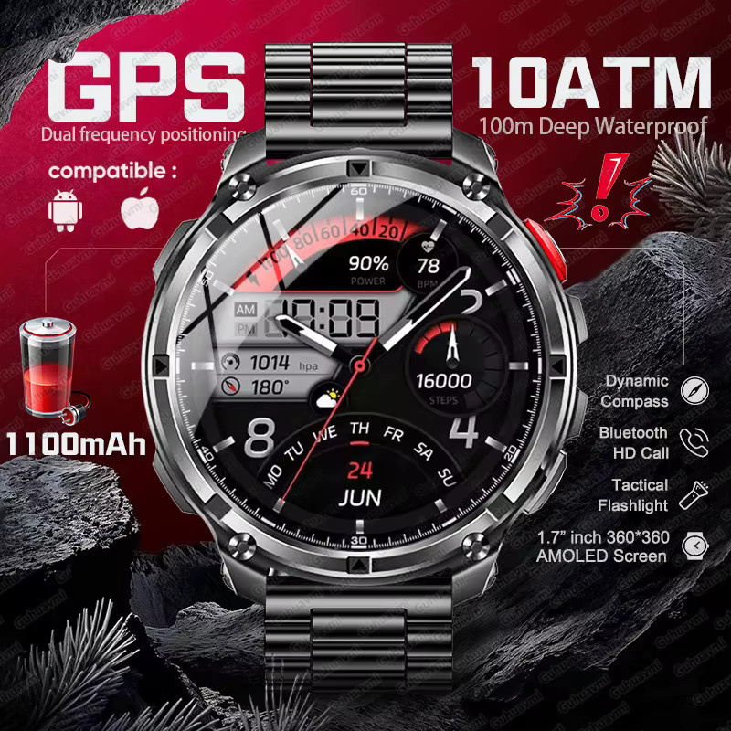 GUHUAVMI Smartwatch, GPS, Schwarz, Kunststoff, Herren - Bild 7