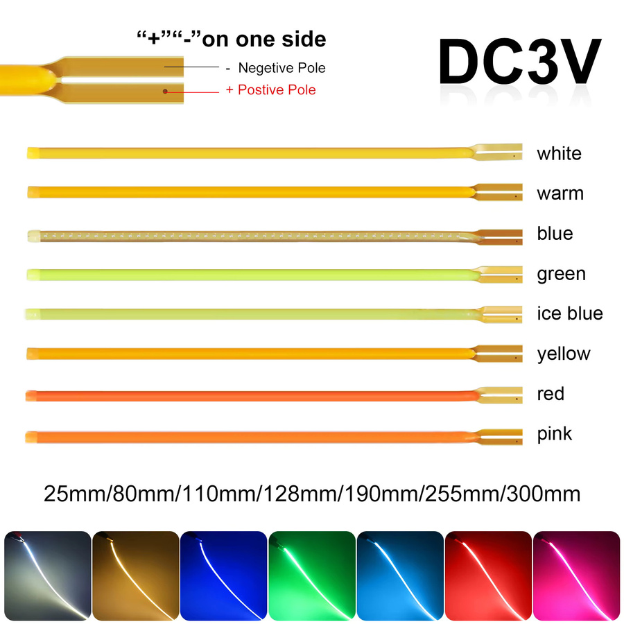 HEGEHE Flexibles COB LED-Filament für DIY-LED-Birnen, DC 3V, 25-300mm, Weiß 2700K - Bild 3