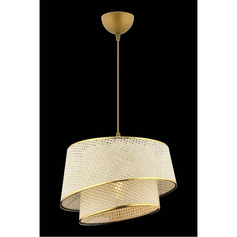Opviq Pendelleuchte Barette in Gold und Creme aus Stoff und Metall, B/T/H: 32 x 32 x 65 cm, E27 - Bild 4