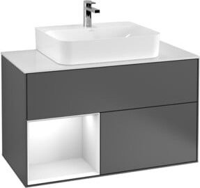 V&B Waschtischunterschrank Finion 100 Wandbeleuchtung in Grau lackiert B/T/H: 100 x 50,1 x 50,1 cm - Bild 1