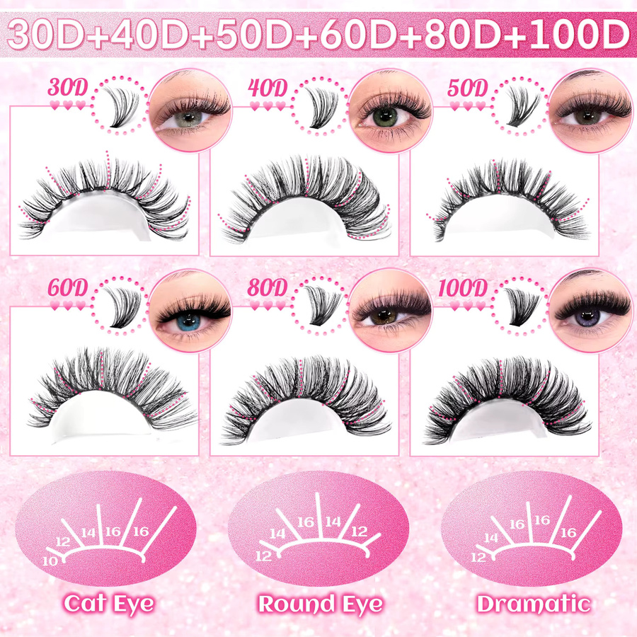 QUEENICE Cluster-Wimpern, 30D-100D, 9-16mm, Unisex - Bild 5