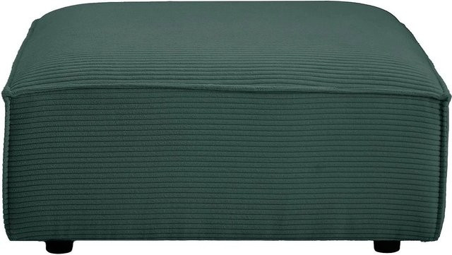 Vente-unique Sitzhocker Ruzolo in Grün aus Cord-Samt, B/T/H: 90 x 43 x 43 cm - Bild 1