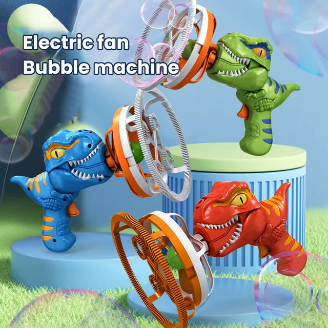 Kmoist Dinosaurier Seifenblasenpistole, Elektrisch, mit Licht und Sound, Blau - Bild 1