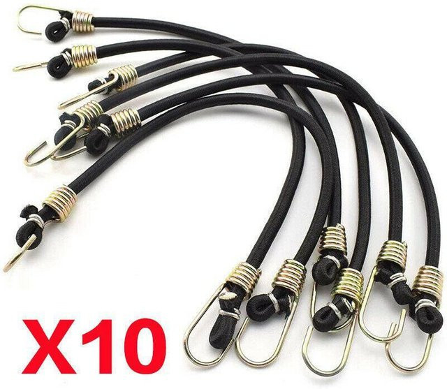 10 Stück elastische Bungee-Schnüre mit Haken in Schwarz von TianJinGeErLiShangMaoYouXianGongSi - Bild 1
