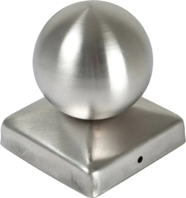 Tetzner und Jentzsch Pfostenabdeckung aus Edelstahl in Silber mit Kugelform, Breite: 9 cm x Tiefe: 9 cm - Bild 1