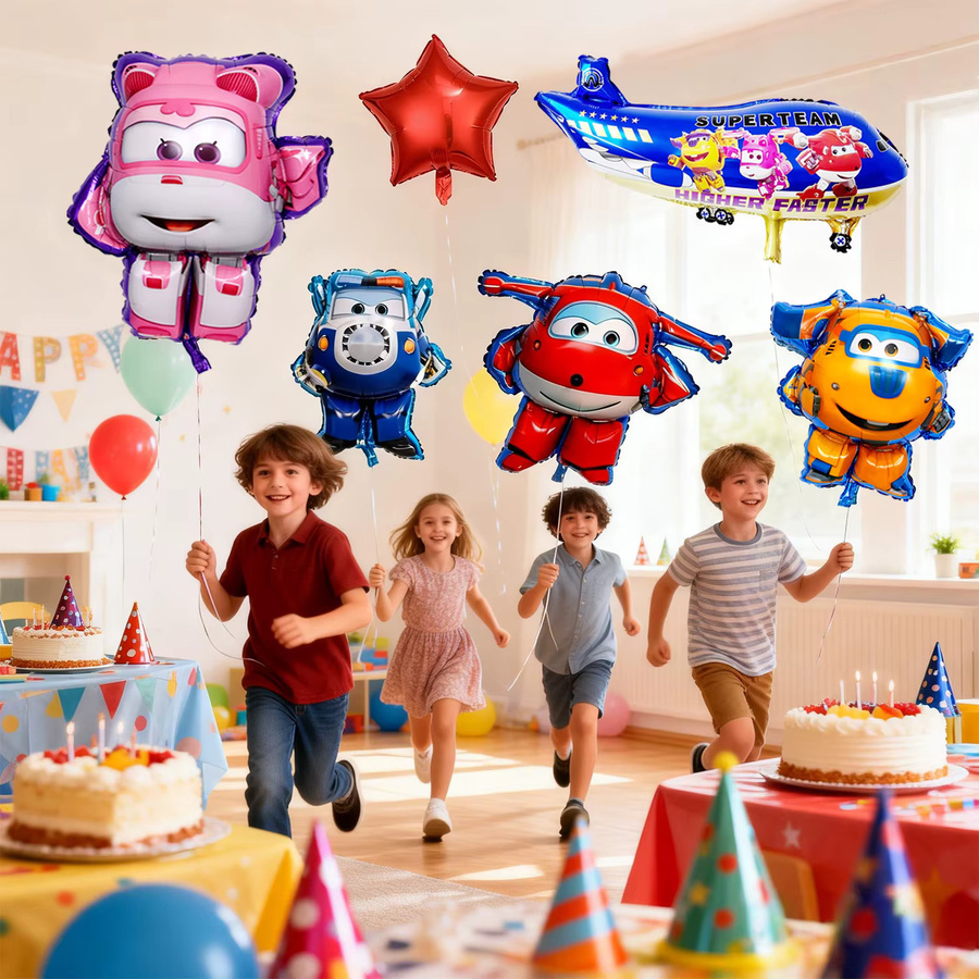 9 Stück Super Wings Folienballons in Mehrfarbig für deine Super Wings Partydekoration und Geburtstagsdekoration - Bild 2