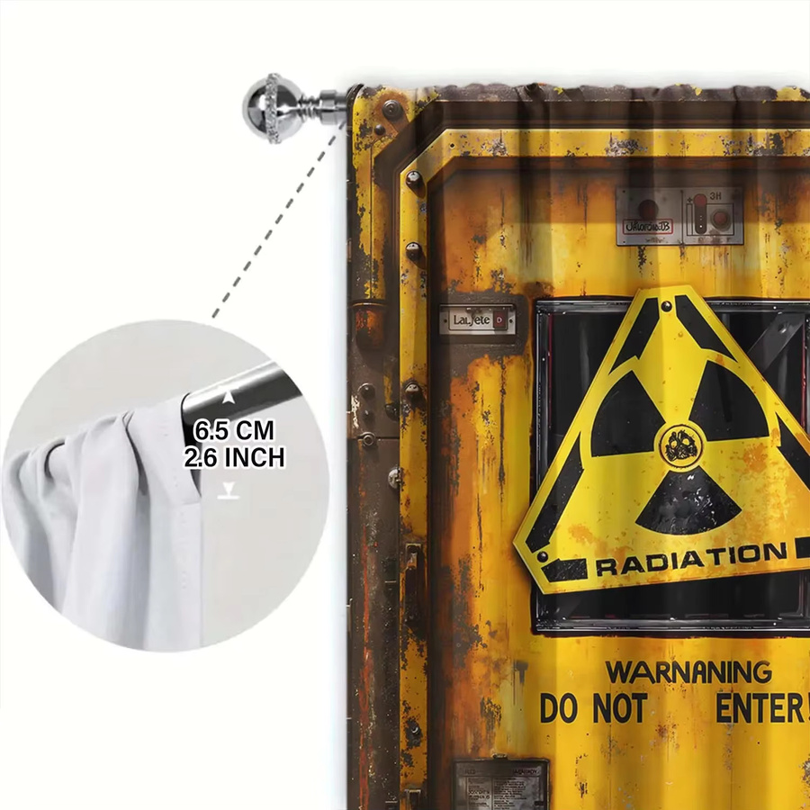 VOZMIO 2-teiliges Set dekorative Vorhänge mit nuklearem Strahlung Warnschild-Design in Aesthetic-Optik - Bild 6