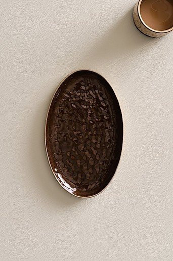 Jotex CARA Servierteller aus Keramik, Oval, Braun, B/T: 29 x 18 cm - Bild 1