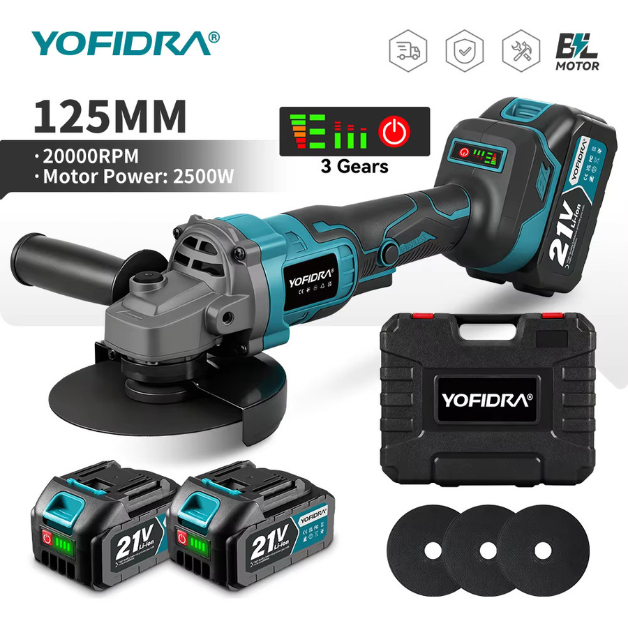 YOFIDRA bürstenloser Winkelschleifer 125 mm mit M14 Spindel, 20.000 U/min, 21 V Akku-Schleifer kompatibel mit Makita LXT - Bild 7