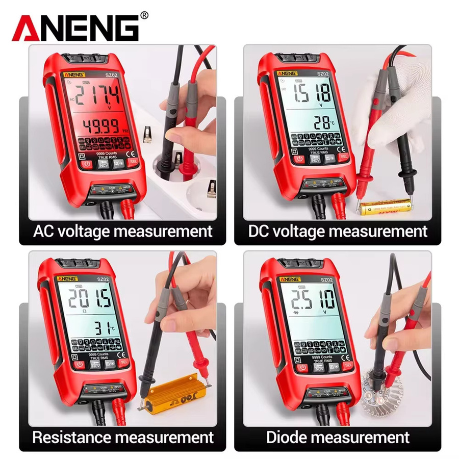 ANENG SZ02 Digitales Multimeter mit 9999 Anzeige für AC/DC Spannung, Strom, Temperatur, Kapazität und NCV Null-Leiter-Tester mit HD-Hintergrundbeleuchtung - Bild 4