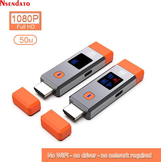 Nsendato Kabelloser HDMI Video Sender und Empfänger Extender mit 50m Reichweite, Full HD 1080P@60Hz WLAN Display Adapter für PC zu TV - Bild 1