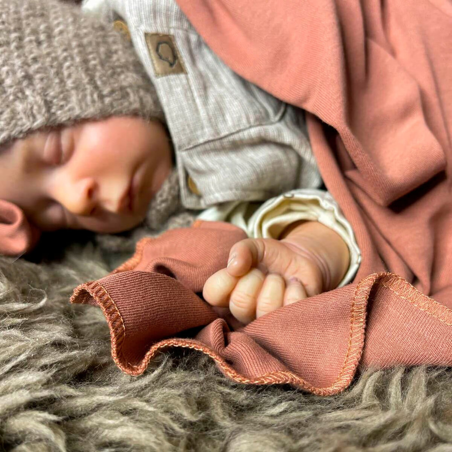 Hoppediz Babydecke Pucktuch aus Bio-Baumwolle in Beige und Grün - Bild 2