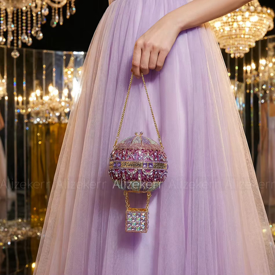 Alizekerr Clutch, Heißluftballonform, Kristall, Strass, Damen - Bild 2