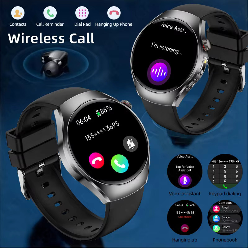 LIGE Smartwatch, 1,43 Zoll, Schwarz, Silikon, Herren - Bild 2