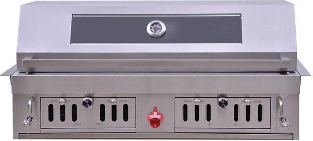 Eingebauter Holzkohlegrill aus Edelstahl in Silber für Terrasse und Garten - Bild 1
