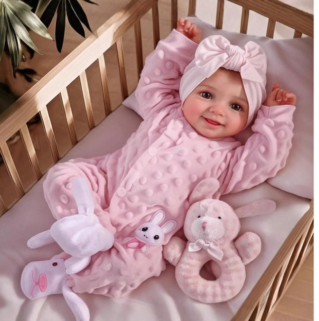 NPK Reborn Babypuppe, Silikon, 40 cm, Rosa - Bild 1