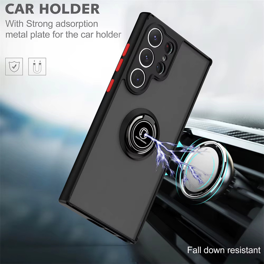 Stoßfeste Panzerhülle mit Magnethalterung für Samsung Galaxy S24 S23 S22 S21 S20 Ultra Note 20 Ultra 5G A32 A52 A72 S10 Plus in Schwarz Matt - Bild 2