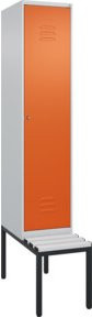 C+P Spind Classic PLUS Garderobenschrank mit Sitzbank, 1 Abteil, Lichtgrau, B/T/H: 212,0 x 40,0 x 81,5 cm - Bild 1