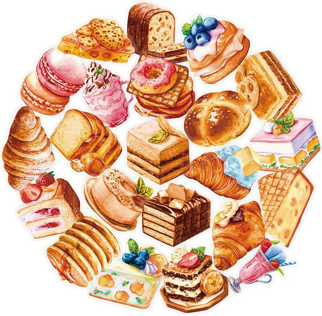 Charile Dessert Cartoon Aufkleber, transparent, multicolour, 10-teiliges Set - Bild 1