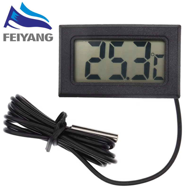 SAMIROB Mini-LCD-Digitalthermometer für Gefriertemperaturen mit wasserdichter Sonde für Innen- und Außenbereich, Schwarz - Bild 2