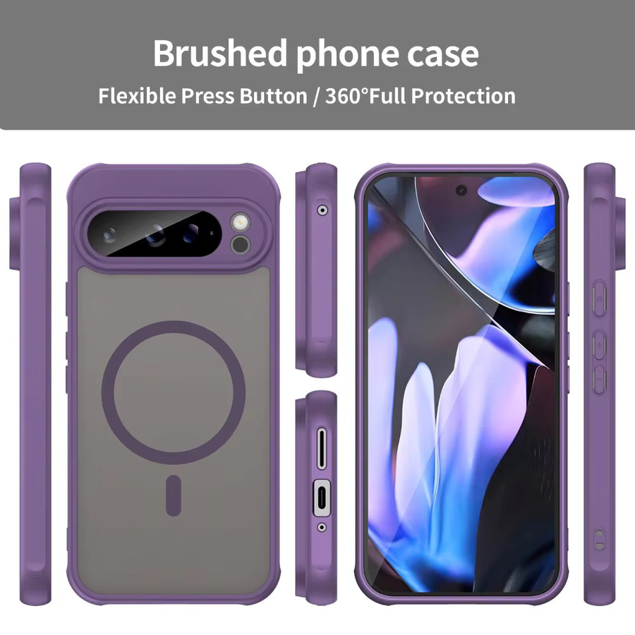 Business Armor Stoßfeste Handyhülle mit Magnetfunktion für Google Pixel 10, Pixel 9 Pro XL und Pixel 9A in Schwarz oder Lila, mattes Design - Bild 2