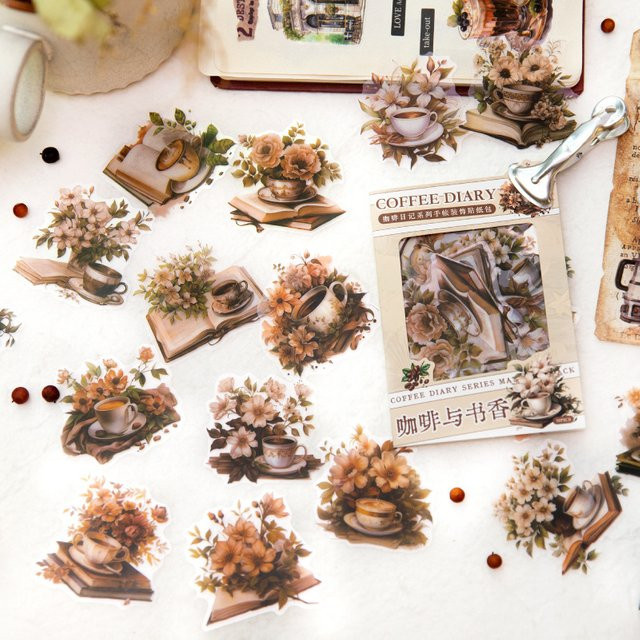 30 Stück Vintage Gourmet Kaffee Aufkleber Set für DIY Scrapbooking und Dekoration, Mehrfarbig - Bild 1