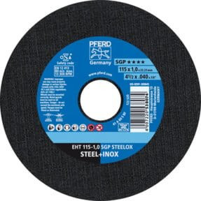 PFERD TOOLS Trennscheibe EHT SGP STEELOX Speziallinie für Stahl und Edelstahl, Durchmesser: 115 mm, Breite: 1,0 mm, Bohrung: 22,23 mm, Farbe: Schwarz - Bild 1
