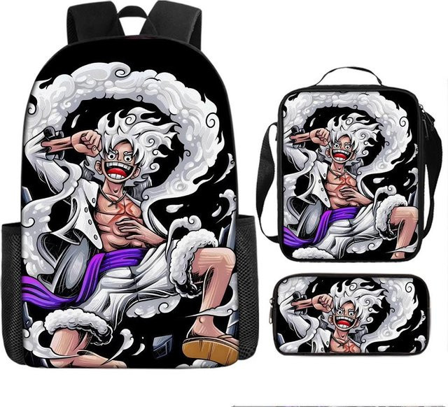One Piece Schultaschen-Set Luffys Seefahrer-König Design in Multicolour bestehend aus drei Teilen - Bild 1