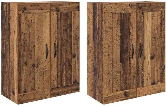 vidaXL Wandmontierte Schränke im 2er Set aus Altholz in Braun, B: 69,5 cm, T: 34,0 cm, H: 90,0 cm - Bild 1