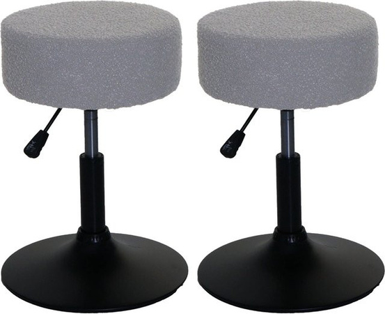 PROREGAL 2er-Set Sitzhocker aus Bouclé in Grau, höhenverstellbar und drehbar, Durchmesser: 37 cm, Sitzhöhe: 45-57 cm