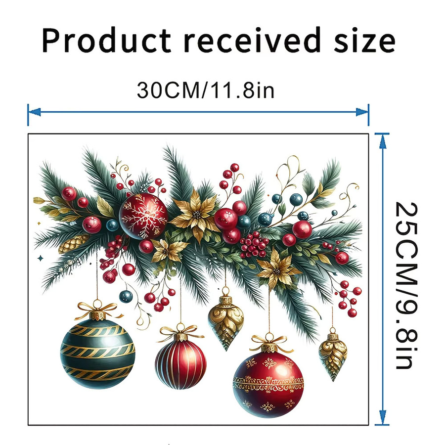 DUTRIEUX Weihnachtsszenenaufkleber aus PVC mit Tannenzapfen und Beeren in Mehrfarbig für Fenster, Türen und Wände - Bild 4