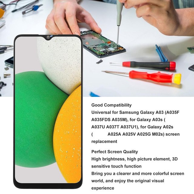 Samsung Galaxy A03 LCD-Display Ersatz mit 6,5 Zoll Touch-Digitalisierer Baugruppe in Schwarz - Bild 1